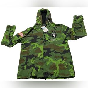 Nike ON FIELD Camo Michigan State Spartans Hoodie Full-Snap Jacket Mens M NEW
